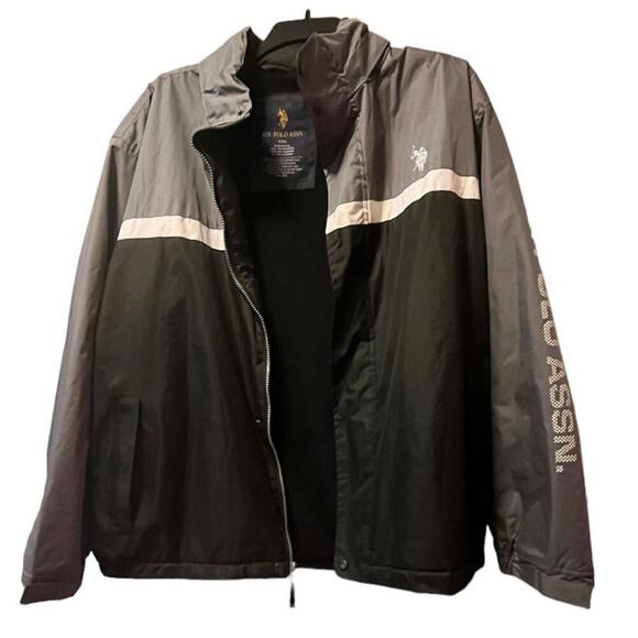 US Polo Assn Lined Men's Jacket, XXL, Hooded, Gray/Black/White - Picture 1 of 9